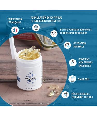 Omega 3 3000mg Defense Food Supplement Labeled Fish Oil High Concentration of EPA and DHA Highly Bioavailable 90 Capsules 1 Month Treatment Made in France Nutripure - Buy Online on GoSupps.com