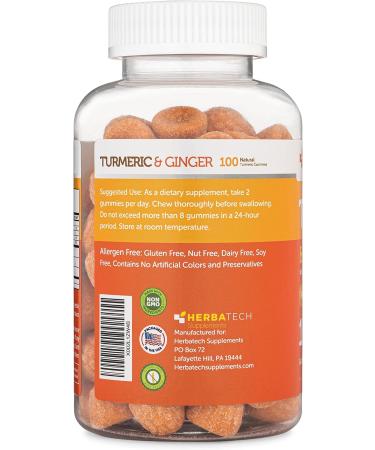 Turmeric Curcumin Gummies with Black Pepper & Ginger Root - 100 Count Chewables for Joint Support - Vegan Safe for Adults and Kids - Buy Online on GoSupps.com