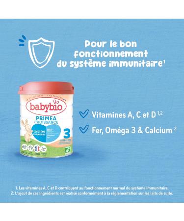 Babybio - Lait Infantile - Primea 3 me ge - 800g - d s 10 Mois - BIO - Fabriqu en France - Sans Huile de Palme - Lot de 3 2.4 kg (Lot de 1) Primea 3 - Buy Online on GoSupps.com