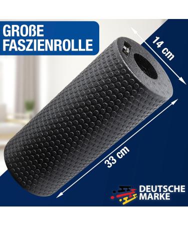 Najato Sports Fascia Roll - 33x14 cm Self-Massage Roller for Back & Legs | Includes E-Book (PDF) | Medium Hardness (Black) - Buy Online on GoSupps.com
