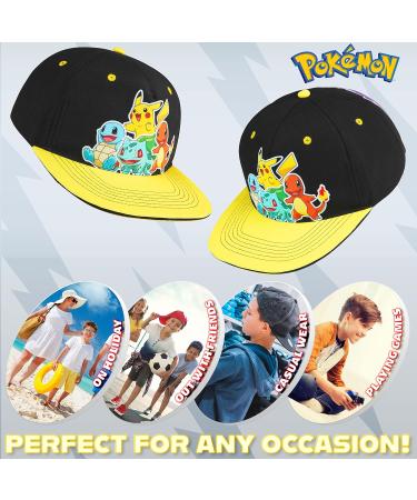 Official Pok mon Snapback & Bucket Hats for Kids | Pikachu Fishing Caps | Black/Yellow - Buy Online on GoSupps.com