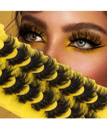 Lashes Mink Fluffy 8D Volume Eyelashes Faux Mink Dramatic Thick Strip False Eyelashes 25MM Long Wispy Eye Lash 8 Pairs Pack A- Faux Mink Lashes