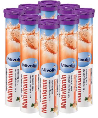 Mivolis Multivitamin effervescent Tablets - Dietary Supplements 8 Tubes x 20 pcs | Germany