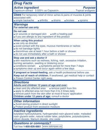 Salonpas Pain Relieving HOT Capsicum Patch - 12 Pack for Back, Neck, Shoulder, Knee Pain - 8 Hour Relief - Buy Online on GoSupps.com