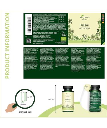 Organic Reishi Extract Vegavero | 8400mg | Ganoderma Lucidum with Polysaccharides & Beta Glucans | Mushroom Extract Powder | 90 Capsules - Buy Online on GoSupps.com