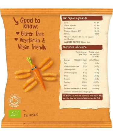 Organix Melty Carrot Puffs 20g - Organic Baby Snack - Buy Online on GoSupps.com