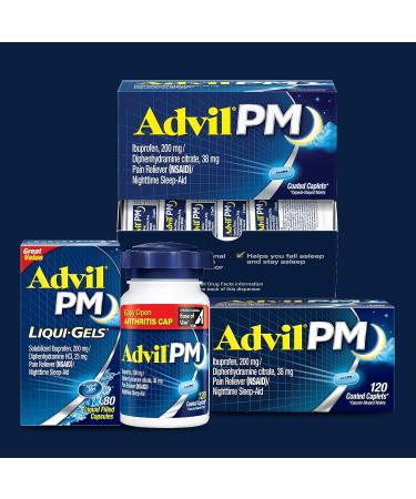 Advil PM Liqui-Gels 20 Count - Fast-Acting Pain Relief and Sleep Aid - Buy Online on GoSupps.com