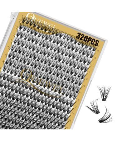 Individual eyelashes QUEWEL cluster lashes 320 pieces of single eyelash extensions 0.07c curl 30d+40d single cluster eyelashes natural DIY eyelash extension Mix12-18mm at home (30d+40d 0.07c Mix12-18mm) 1 piece (1 Pack) 30d+40d-07c mix 12-18mm