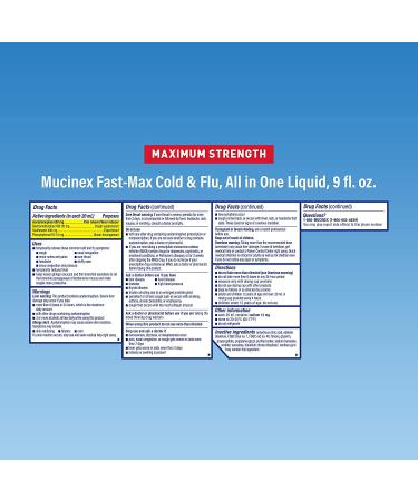 Mucinex Fast-Max Maximum Strength All-in-One Cold & Flu 9 oz Bottle (Pack of 2) | Buy Online - Fast Shipping - Buy Online on GoSupps.com