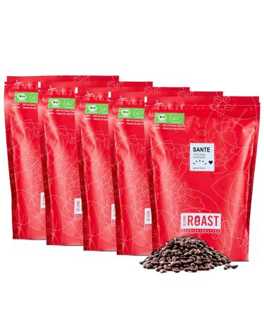 Blank Roast - Sante - 1kg (5 Pack) - Bio coffee beans caffeine -free - 100% Arabica from Peru - gentle & environmentally friendly decaffeinated - low in acid with full crema - Ideal for each preparation type 1 kg (5 pack)