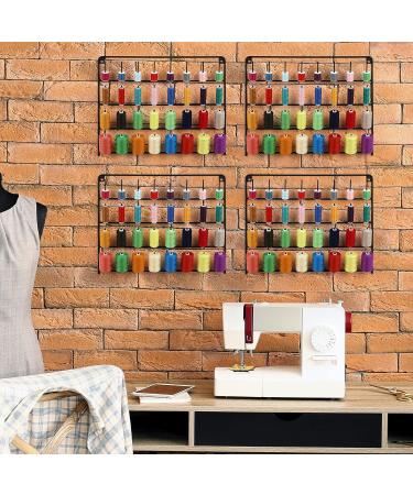 4 Pack Wall-Mounted Sewing & Embroidery Thread Rack - Large 32-Spool Metal Holder Organizer in Black - Buy Online on GoSupps.com