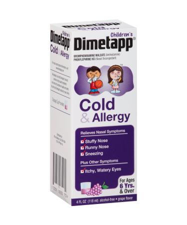 Dimetapp Children's Cold and Allergy Syrup Grape 4 oz
