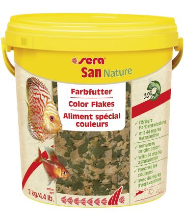Sera San Nature 10 L (2 kg) - color lining made of flakes with 10% krill for natural color development flake feed for the aquarium fish feed with high feedability (thus less algae) 2 kg (1 Pack) flakes