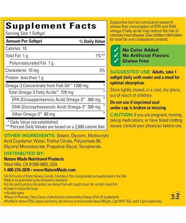 Burp-Less Fish Oil 1200 mg One Per Day 120 Softgels Fish Oil Omega 3 Supplement For Heart Health - Buy Online on GoSupps.com