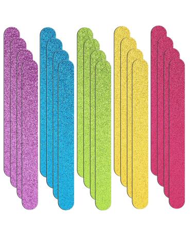 50 Pcs Glitter Nail File Colorful Nail Buffers Double Sided Emery Nail Filer Manicure and Pedicure Nail File Strips Pedicure Tools for Women Girls Shaping Smoothing Toenails and Fingernails  5 Colors