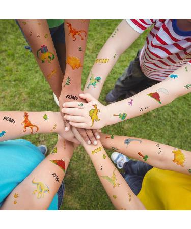 Dinosaur Temporary Tattoo Stickers - Mini Dino Designs for Birthday Parties - 12 Sheets, 98 Pcs - Kids and Adults - Buy Online on GoSupps.com