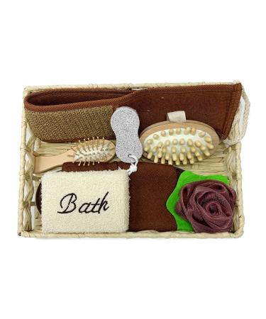 Spa Day Kit Spa Kit for Women Gift Set Home Spa Kit Spa Baskets for Mothers Day Mothers Day Relaxation Gifts At Home Spa Package Pampering Gift Sets for Women (7pc Choco Brown)