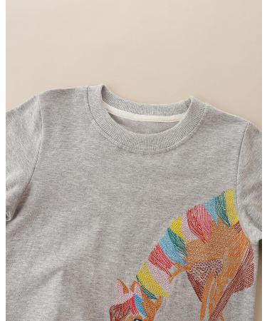 Cotton Girls Sweatshirt - Long Sleeve Pullover for Toddler Girls | Horse Design | Age 4-5 Years - Buy Online on GoSupps.com