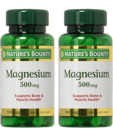 Nature's Bounty Magnesium 500mg 100 Count Pack of 2 - Twin Pack - Buy Online on GoSupps.com