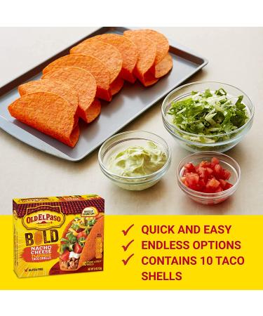 Old El Paso Stand 'N Stuff Bold Nacho Cheese Flavored Taco Shells 10ct, Pack of 6 - Buy Online on GoSupps.com