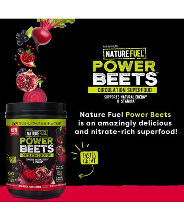 Nature Fuel Power Beets Powder with Acai Berry Pomegranate | Superfood Supplement for Circulation & Energy | Non-GMO | 60 Servings | 11.6 oz - Buy Online on GoSupps.com