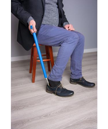 Pflegehome24 61cm Dressing and Undressing Stick with Shoehorn - Blue Dressing Aid for Easy Dressing - Buy Online on GoSupps.com