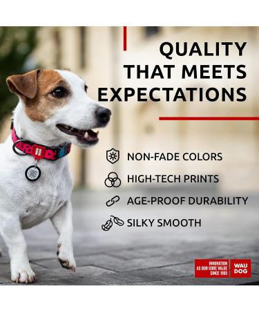 Waudog Adjustable Nylon Dog Collar - Large & Medium Dogs | Pink Watermelon 23-35 cm 15 mm Width | Durable & Stylish Neck Band for Puppies - Buy Online on GoSupps.com