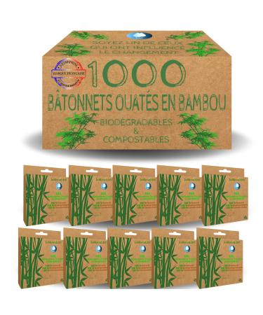 Bamboo Cotton Buds | JaMoonLBV JmL French Brand | 1000 Cotton Buds | Biodegradable & Compostable