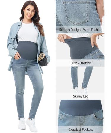 PACBREEZE Women's Maternity Jeans XL - Light Blue High Waist Denim Skinny Pants - Buy Online on GoSupps.com
