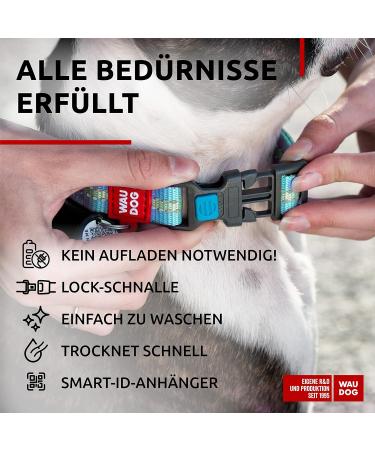 Waudog Reflective Dog Collar for Big Medium & Small Dogs - Adjustable Nylon Collars in Bright Blue (35-58 cm 25 mm Width) | International Shipping - Buy Online on GoSupps.com