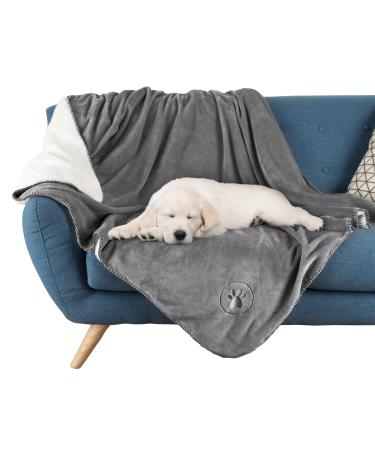 PETMAKER Waterproof Pet Blanket Collection  Reversible Pink Throw Protects Couch, Car, Bed from Spills, Stains, or Fur  Dog and Cat Blankets (50x60) Large Gray