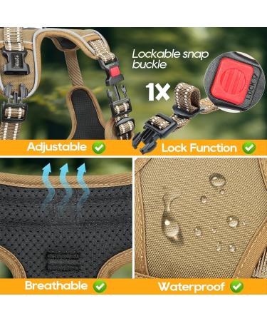 Heele Adjustable Dog Harness - Reflective Run Harness with Lockable Snap Lock Anti-Train Design Khaki Size M (38-71cm) - Perfect for Active Dogs - Buy Online on GoSupps.com