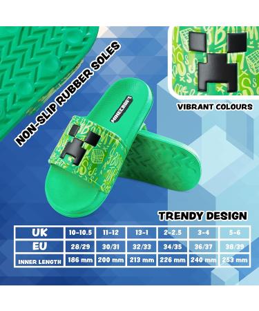 Buy Minecraft Flip-Flops for Kids - Unisex Green Swimming Shoes & Creeper Sandals 34/35 EU - Buy Online on GoSupps.com