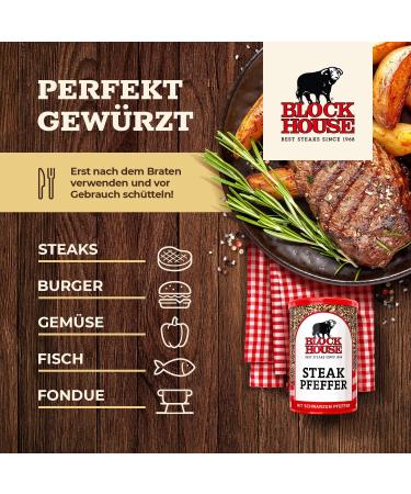 Block House Steak Pepper with Black Pepper | 2x200g - Premium Restaurant Quality Spice Blend for International Shipping - Buy Online on GoSupps.com