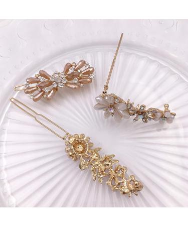 3PCS Rhinestone Flower Mini Barrette Hair Clips for Thin Hair Women - Buy Online on GoSupps.com