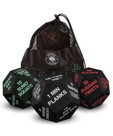 Juliet Paige Exercise Dice for Home Fitness, Workouts, WOD, Cardio, HIIT, and Sports Green, White, and Red