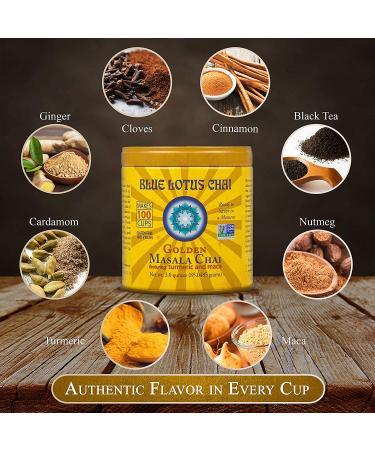 Blue Lotus Chai Golden Masala - Instant Spiced Tea Mix, 100 Cups, 3oz, Gluten-Free - Buy Online on GoSupps.com