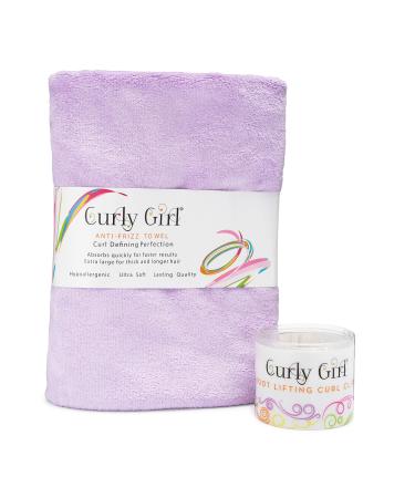 Curly Girl Microfiber Towel and Root Lifting Double Prong Clips (Lavender)