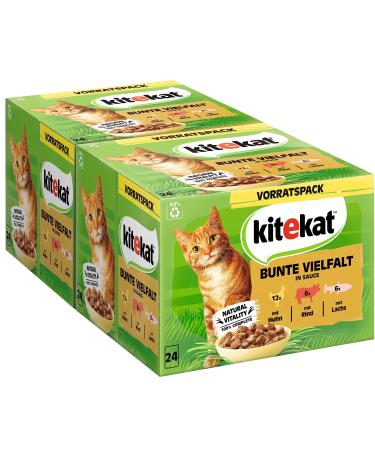 KITEKAT Portion Bag Multipack Colorful Variety in Sauce 4 x 12x85g Cat Food Wet Food Chicken Beef and Salmon