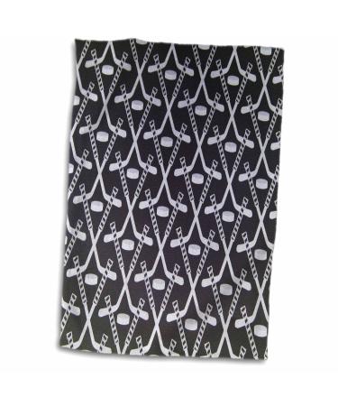 3D Rose White Hockey Sticks On Black TWL_35276_1 Towel  15 x 22