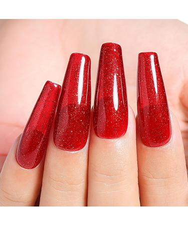 AIMEILI Christmas Red Glitter Gel Nail Polish UV/LED Soak-Off Sparkly Shiny Gel Polish French Nail Gel Nail Lamp Nail Art Manicure Salon DIY at Home Long Lasting & Easy to Apply 10ML (670) - Buy Online on GoSupps.com