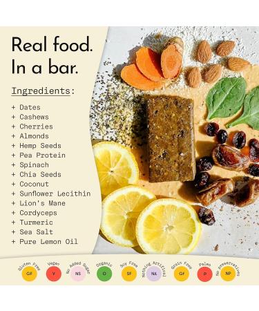 Send Bars Plant Protein Bars with Greens - Lemon Cherry (8 Bars) | Boost Focus & Stress Tolerance with Organic Ingredients - Buy Online on GoSupps.com