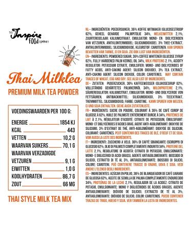 Inspire Food Bubble Tea Thai Milk Tea Powder - 200g | Authentic Boba Tea Mixing Powder Natural Ingredients No Artificial Dyes - Buy Online on GoSupps.com