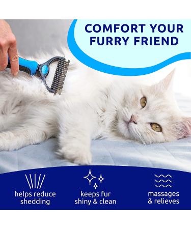 Pat Your Pet Deshedding Brush - Double-Sided Undercoat Rake for Dogs & Cats - Shedding Comb and Dematting Tool - Blue - Buy Online on GoSupps.com
