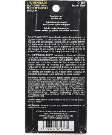 Revamp Your Look with Wet & Wild Lash Renegade C145a Brazen Black Mascara 0.8 oz - Buy Online on GoSupps.com