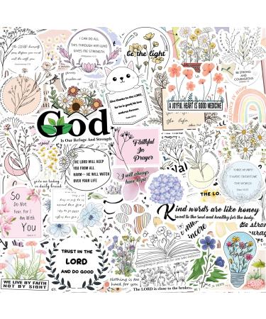 118pcs Inspired Christian Stickers  Bible Verse Stickers  Blossoms Stickers Perfect for Water Bottle Laptop Scrapbooking Decals Christian Gifts Bible Journaling Supplies