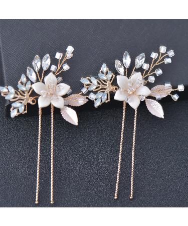 Gold Wedding Hair Accessories - Beusoulover Bridal Hair Pins for Brides, Bridesmaids, Flower Girls - Rhinestone Hair Piece for Women, Parties, Prom - Buy Online on GoSupps.com