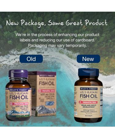 Wiley's Finest Wild Alaskan Fish Oil Prenatal DHA 600mg - 60 Softgels for Healthy Pregnancy - Buy Online on GoSupps.com