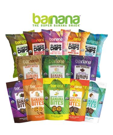 Barnana Organic Plantain Chips Variety Pack - 5oz, 4 Pack - Salty & Crunchy Snack Cooked in Coconut Oil - Buy Online on GoSupps.com