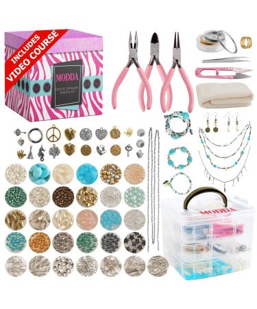 Modda Deluxe Jewelry Making Kit with Video Course  Includes Instructions  Beads  Necklace  Bracelet  Earrings Making  Crafts for Adults  Beginners  Christmas Gift for Teens  Girls 13-15  Moms  Women